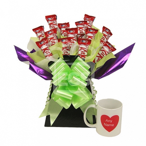 18 Kit Kat with Anyname Heart Mug Bouquet