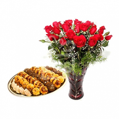 Cookies from Pearl Continental Hotel with Long Stemmed Red Roses delivery to Pakistan