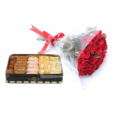 Mithai from Pearl Continental Hotel with Red Roses delivery to Pakistan
