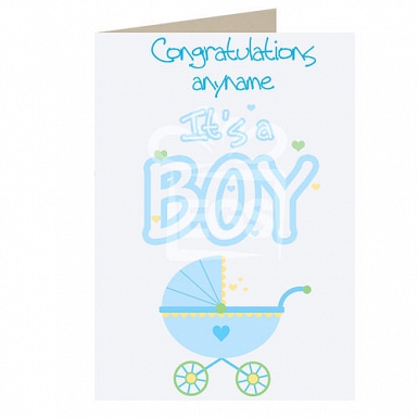 Congratulation On Boy With Craddle - Personalised Cards