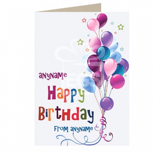 Happy Birthday Balloons - Personalised Cards