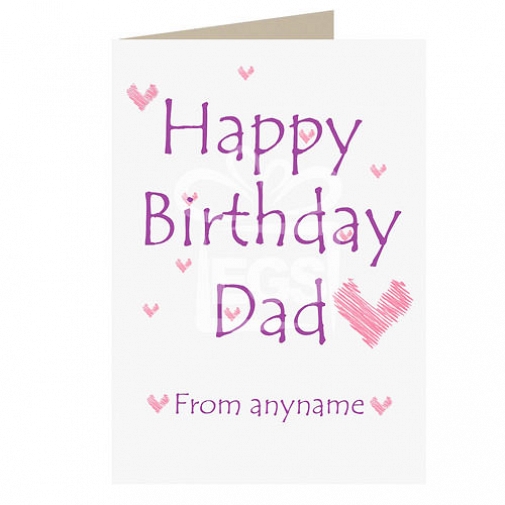 Happy Birthday Dad-Hearts Personalised Card