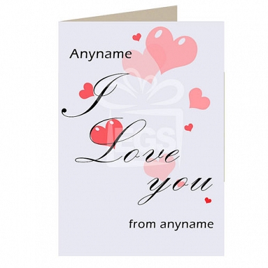 I Love You-Pink Hearts -Personalised Card