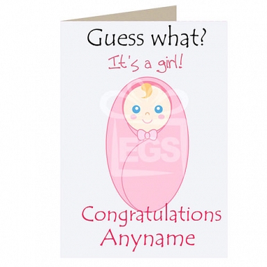 It is Baby Girl Congratulations - Personalised Cards