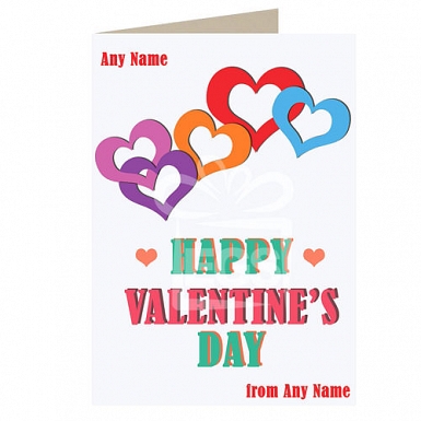 Valentines Day-Multicolor Hearts-Personalised Card