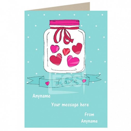 Love-Hearts in Jar-Personalised Card